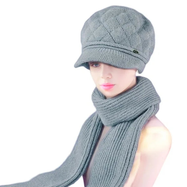 Winter Hat for Women Scarf Beanie Fleece Lined Ear Flap Thermal Knitted Berette Unisex Cold Weather Outdoor Mother Elderly