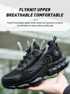 Big Size Men and Women Rotary Buckle Work Safety Shoes Men Air Soft Sole Lightweight Sneakers Protective Fashion Work Shoes