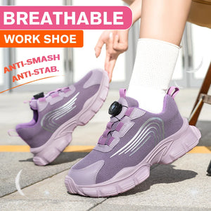 Big Size Men and Women Rotary Buckle Work Safety Shoes Men Air Soft Sole Lightweight Sneakers Protective Fashion Work Shoes