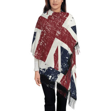 Custom UK Flag Tassel Scarf Women Winter Warm Shawl Wrap