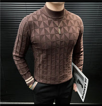 High Quality Half High Collar Knitted Sweater for Men Casual Business Pullover Sweater Slim Fit Warm Knitwear Tops Autumn Winter