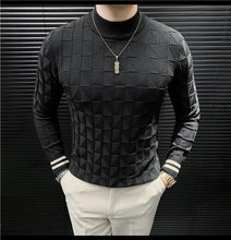 High Quality Half High Collar Knitted Sweater for Men Casual Business Pullover Sweater Slim Fit Warm Knitwear Tops Autumn Winter