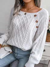 Women Casual Square Collar Buttons Long Sleeve Knitted Pullovers Sweaters