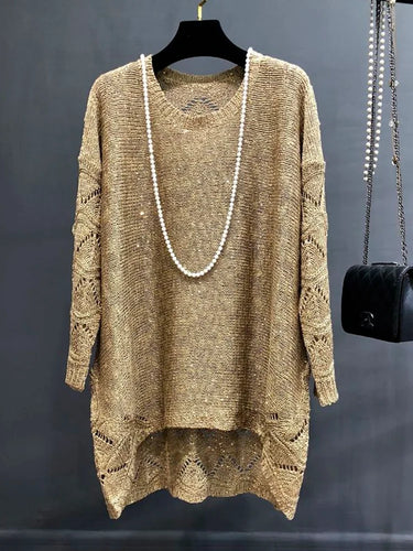 Winter Top Fall Sweaters for  Loose Sequins Glittering Knitted Dress Purple Sweater