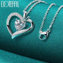 DOTEFFIL 925 Sterling Silver 16-30 Inch Chain AAA Zircon Heart Pendant Necklace For Woman Wedding Engagement Charm Jewelry