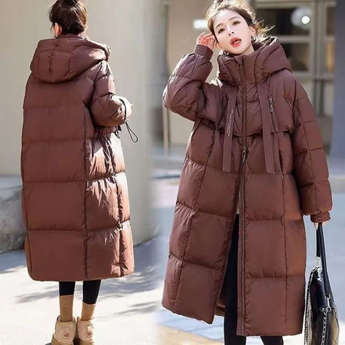 Women's Fall Winter Tops Coat Cotton Coat Long Thickened Bread Clothes Slim Loose Soft Comfortable Trends New Versatile Niche