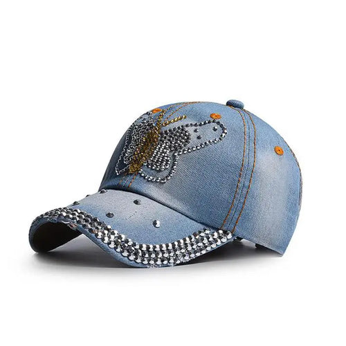 Denim Hat Baseball Cap Women Rhinestone Sports Cap Trendy Leisure Sunshade Outdoor New Korean Casual Cowboy Retro