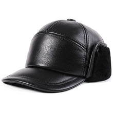 New Winter Cowhide Leather Warm Bomber Hats For Men Fur Wool Plush Thickened Coldproof Earmuffs Hats Natural Genuine Leather Cap