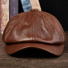 Hats Men 2025 Winter 100% Genuine Leather Warm Cap Male Beret Painter Boina Cowhide Octagonal Casquette High Quality Streetwear