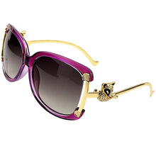 Sunglasses Women Oval Retro Alloy Frame Gold Fox Design