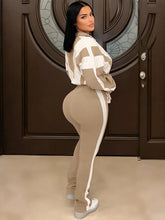 CM.YAYA Active Patchwork Women's Set Zipper Sweatshirt Jacket and Long Pants Suit 2025 Fall Two 2 Piece Sets Outfit Tracksuit