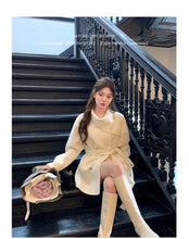 2025 Fall and Winter New Women Tops Coat Wool Blends Turn Down Collar Long Sleeve Double Breasted A Line Female Coats Clothing