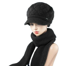 Winter Hat for Women Scarf Beanie Fleece Lined Ear Flap Thermal Knitted Berette Unisex Cold Weather Outdoor Mother Elderly