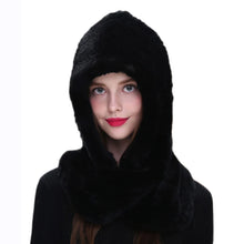 Winter Hats for Woman Fall Cap Warm Natural Fur Hat with Neck Scarves Bonnets Women Knitted Real Rex Rabbit Fur Hat Hooded Scarf