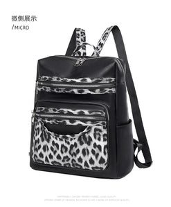 Soft Leopard Interior Compartment Fashion Backpacks Sewing Thread Large Capacity High Quality Bags for Women Pu Women's Handbags