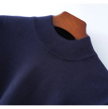 Men's Thick Sweater 100% Cotton Half high collar  Knitted Hoodie Fashion Jacquard Bottom Sweater Autumn/Winter Warm Men's Wear