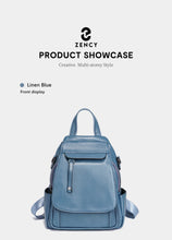 Zency Genuine Leather Women's Fashion Backpack High Quality School Travel Shoulder Bags Satchel Rucksack Multifunctional Pockets