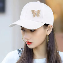 2025 New Ladies Fall New Versatile Cap Rhinestone Butterfly Sweat Absorbing Sunscreen Sun Hat Fashion Versatile Baseball Cap