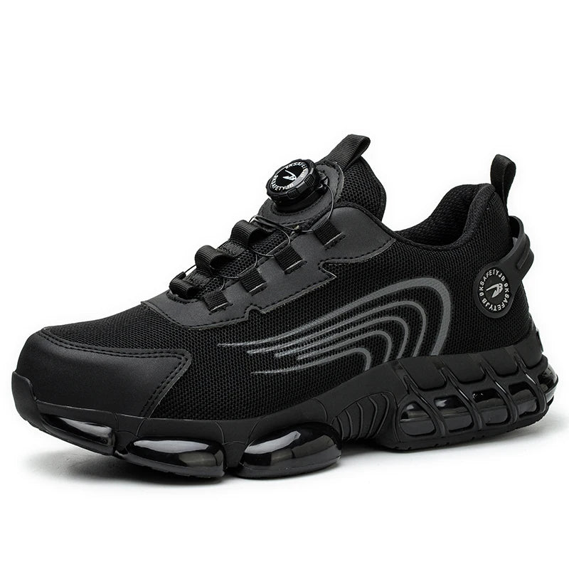 Big Size Men and Women Rotary Buckle Work Safety Shoes Men Air Soft Sole Lightweight Sneakers Protective Fashion Work Shoes