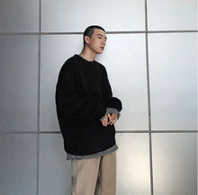 Knit Sweater Male Crewneck Round Collar Pink Men's Clothing Pullovers Solid Color Plain Korean Style Y2k Streetwear Fashion 2025