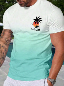 Summer Casual  Hawaiian Men's Fashion T-shirt Short Sleeve 3D Print