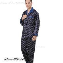 Plus Size Men's Sleepwear 2PCS Pajamas Set Spring Autumn Long Sleeve Trouser Pijamas Suit Loungewear Loose Silk Satin Home Wear