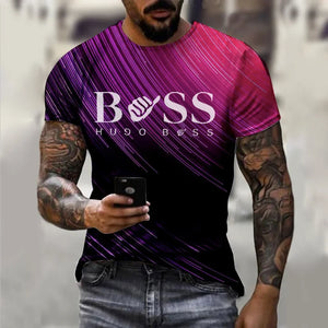 Men's round neck short sleeved T-shirt, 3D printed large casual sweater, fashionable trend, summer