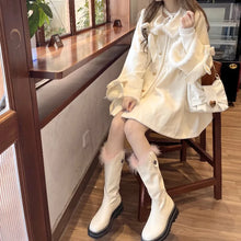 Autumn Winter Warm Lolita Style Woolen Coat Women Sweet Faux Fur Plush Patchwork Loose Jacket  Female Casual Outwear Tops