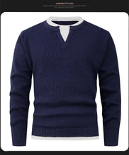 Two-piece Knitted Sweater for Men's Pullover Loose Inner Round Neck Warm Bottom Sweater