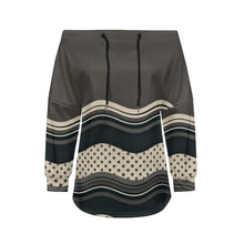 Trendy Off-Shoulder Sweatshirts with Striped & Polka Dot Patterns Drawstring Casual Loose-Fit Top for Women Casual Streetwear