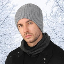 Men's Big Size Knitted Hat for Winter Warm Wool Blend Hat Tide Big Head Thickened Fleece-lined Cold-proof Cotton Beanies 60-65cm