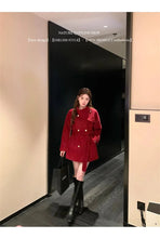 2025 Fall and Winter New Women Tops Coat Wool Blends Turn Down Collar Long Sleeve Double Breasted A Line Female Coats Clothing