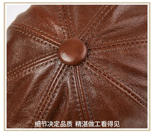 Hats Men 2025 Winter 100% Genuine Leather Warm Cap Male Beret Painter Boina Cowhide Octagonal Casquette High Quality Streetwear