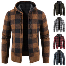 Men's New Plaid Jacket Hooded Sweater Autumn Winter Fleece Outwear Thick Warm Casual Clothing Cold Windbreaker Coat
