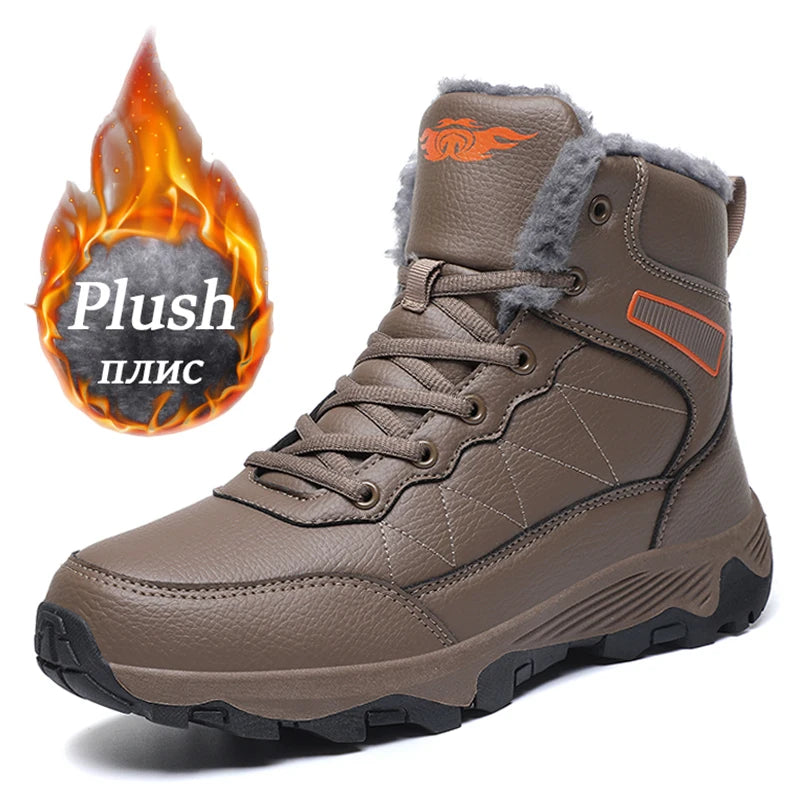 Men's Winter Snow Boots Waterproof Pu Leather Fast Shipping Sneakers Shoes Big Size39-48