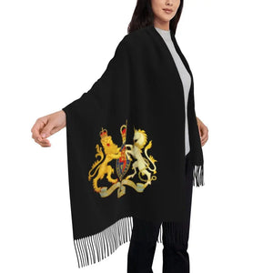 Custom UK Flag Tassel Scarf Women Winter Warm Shawl Wrap