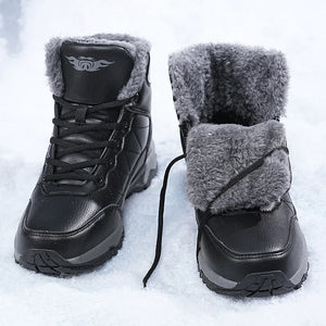 Men's Winter Snow Boots Waterproof Pu Leather Fast Shipping Sneakers Shoes Big Size39-48