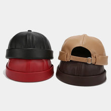 Retro Solid Color Brimless Hat Spring Summer Fashion Casual PU Leather Melon Caps Docker Cap Men Women Adjustable Hip Hop Hats