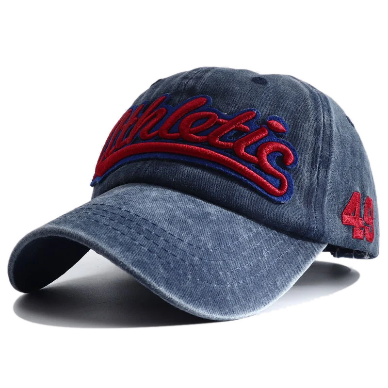 Athletic Letter Embroidery Baseball Cap Retro Washed Cotton Peaked Hat Hip Hop Trucker Dad Caps Fashion Sun Hats for Women Men