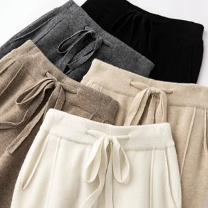 Cashmere Sweatpants Women Autumn Winter Fashion High Waisted Drawstring Warm Pants