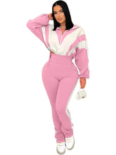 CM.YAYA Active Patchwork Women's Set Zipper Sweatshirt Jacket and Long Pants Suit 2025 Fall Two 2 Piece Sets Outfit Tracksuit