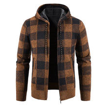 Men's New Plaid Jacket Hooded Sweater Autumn Winter Fleece Outwear Thick Warm Casual Clothing Cold Windbreaker Coat