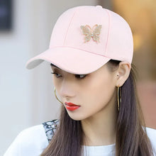2025 New Ladies Fall New Versatile Cap Rhinestone Butterfly Sweat Absorbing Sunscreen Sun Hat Fashion Versatile Baseball Cap