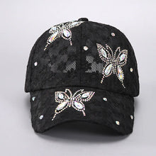 Summer Lace Flowers Baseball Caps for Women Butterfly Rhinestone Breathable Mesh Snapback Hat Hip Hop Hat Fashion Sun Hat Gorras