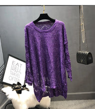 Winter Top Fall Sweaters for  Loose Sequins Glittering Knitted Dress Purple Sweater