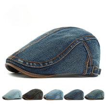 2025 Spring New Washed Denim Hat Men's Beret British Retro Cap Women's Casual Forward Hat