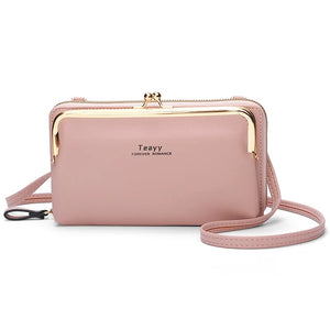 Fashion Women Luxury Leather Single Shoulder Large Capacity Crossbody Mobile Phone Purse