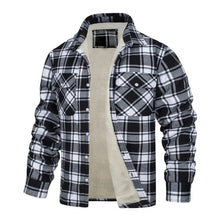 Men Fall Winter Jacket Plaid Print Lapel Soft Plush Long Sleeve Single-breasted Loose Thickened Casual Mid Length Men Coat