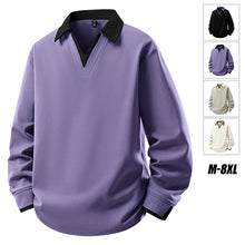 Big&Tall Men Sweatshirt Youth Fashion Plus Size Pullover V Neck Polo Sweatshirts Autumn Winter Loose High Streetwear 6XL 7XL 8XL