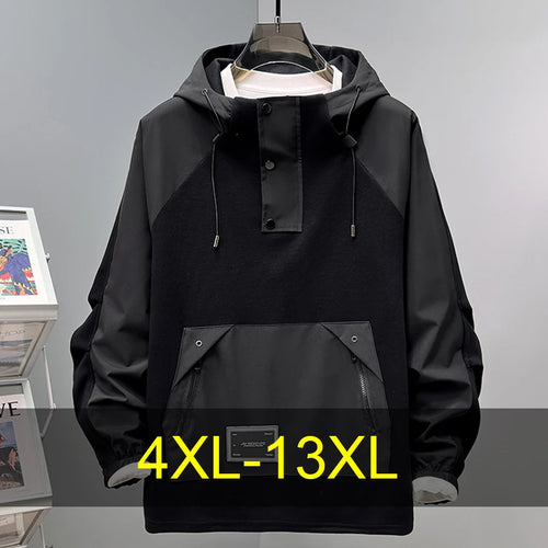 12XL 13XL Plus Size Hoodie Men Multi-pocket Patchwork Cargo Hoodies Streetwear Fashion Hooded Pullover Male Big Size 10XL
